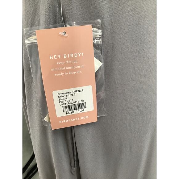 BIRDY GREY Sz S gray silver Spence V-Neck Bridesmaid Maxi Dress NWT b109 - Picture 4 of 9